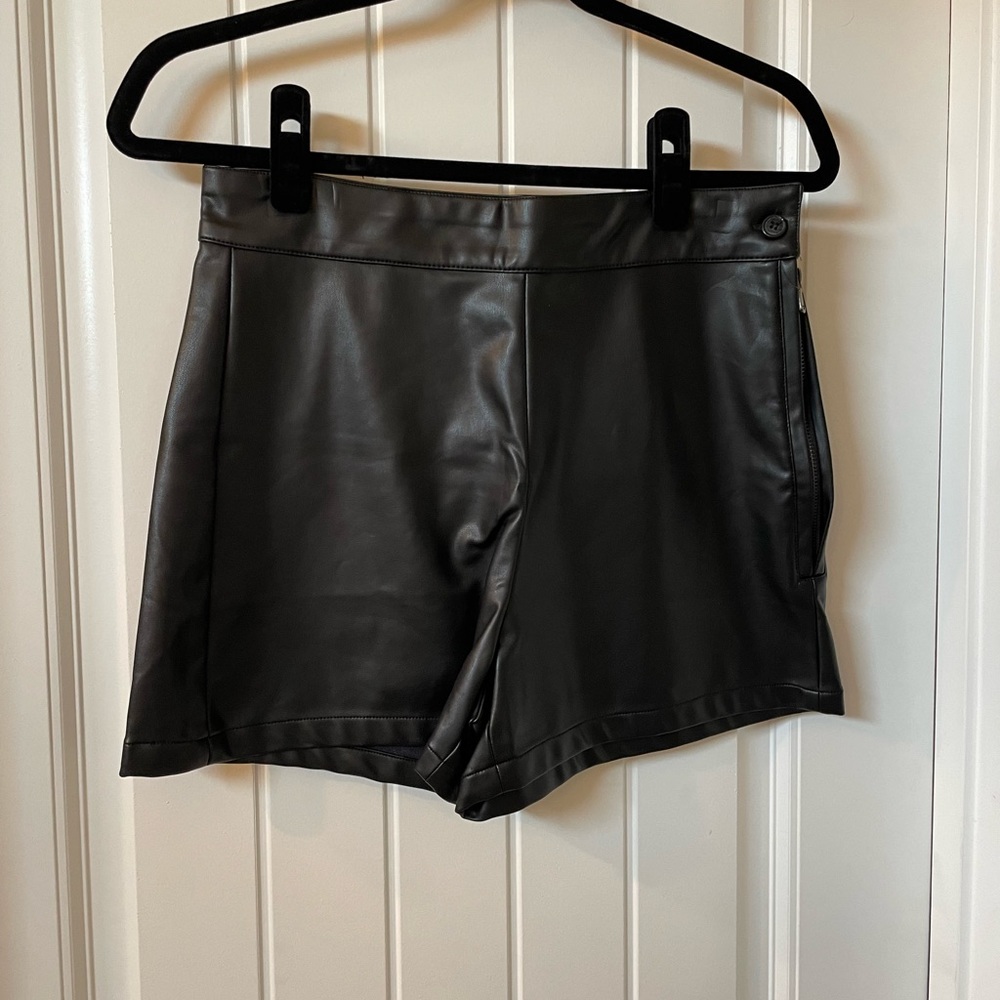 Faux leather shorts